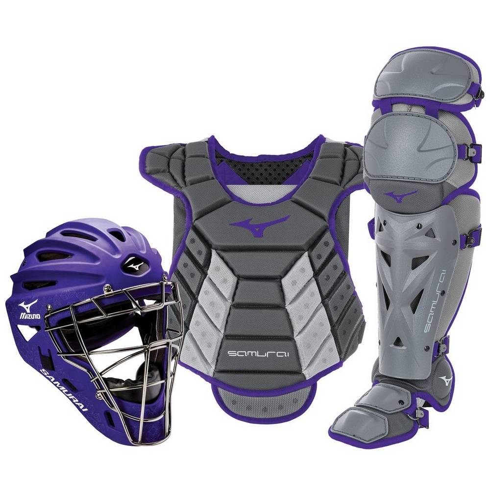 Womens Mizuno Samurai Boxed (13-14") Catchers Gear Set Grey/Purple Philippines (GRTMXI046)